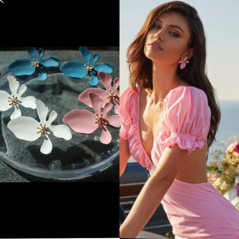 NEW‎ Handmade Earrings | Alloy Acetate Lily flower